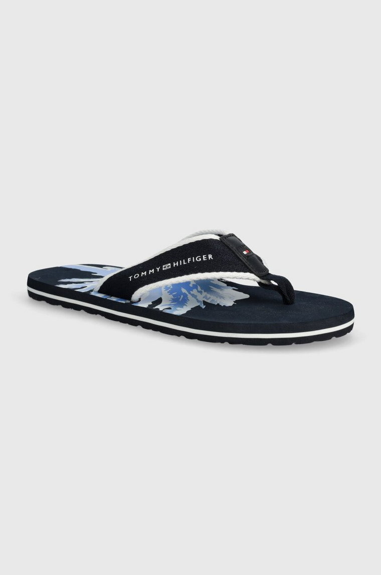 Tommy Hilfiger japonki PALM PRINT BEACH SANDAL męskie kolor granatowy FM0FM05026