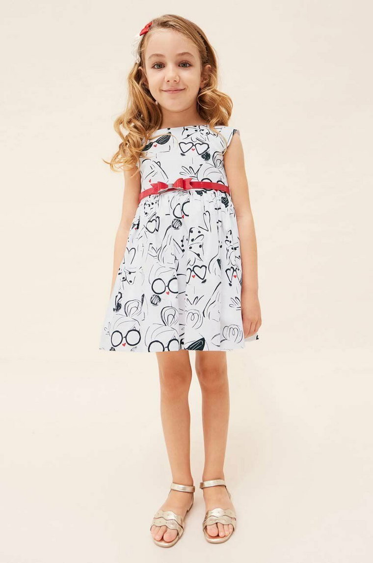 Mayoral sukienka dziecięca kolor biały mini rozkloszowana