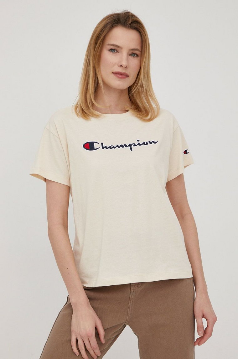 Champion t-shirt bawełniany 115351 kolor beżowy 115351-BS148