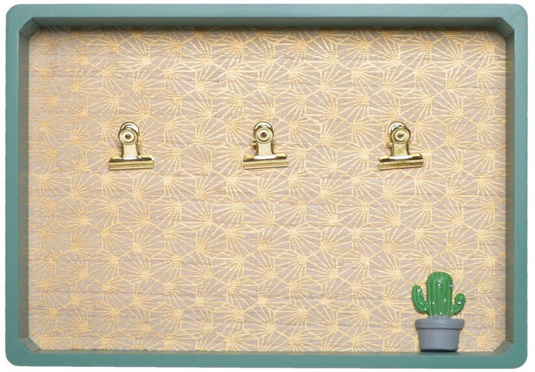 Tablica memo zielono-złota z kaktusem