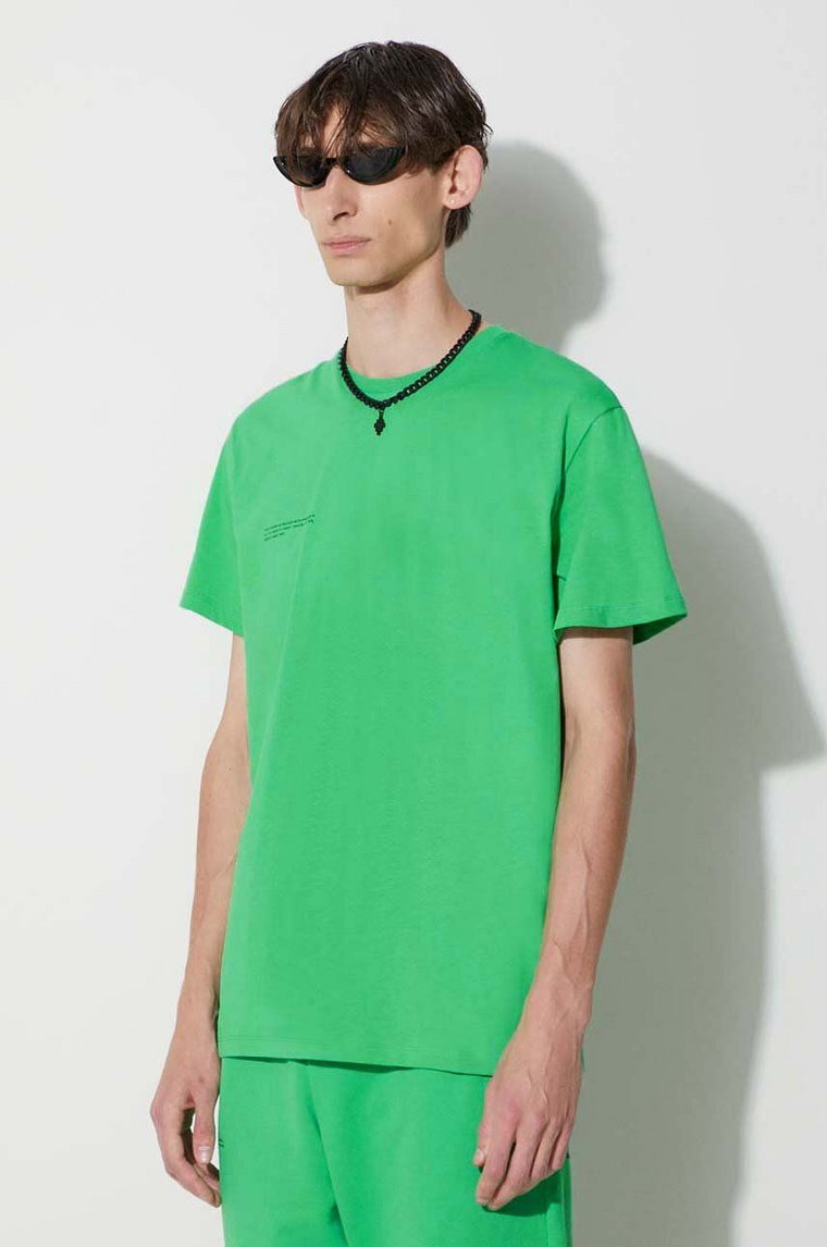 Pangaia t-shirt bawełniany kolor zielony z nadrukiem