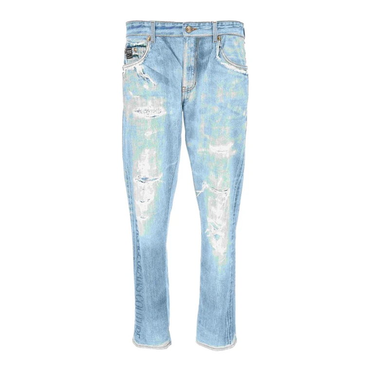 Męskie jeansy z nadrukiem 3D i kontrastowym logo - 33 Versace Jeans Couture
