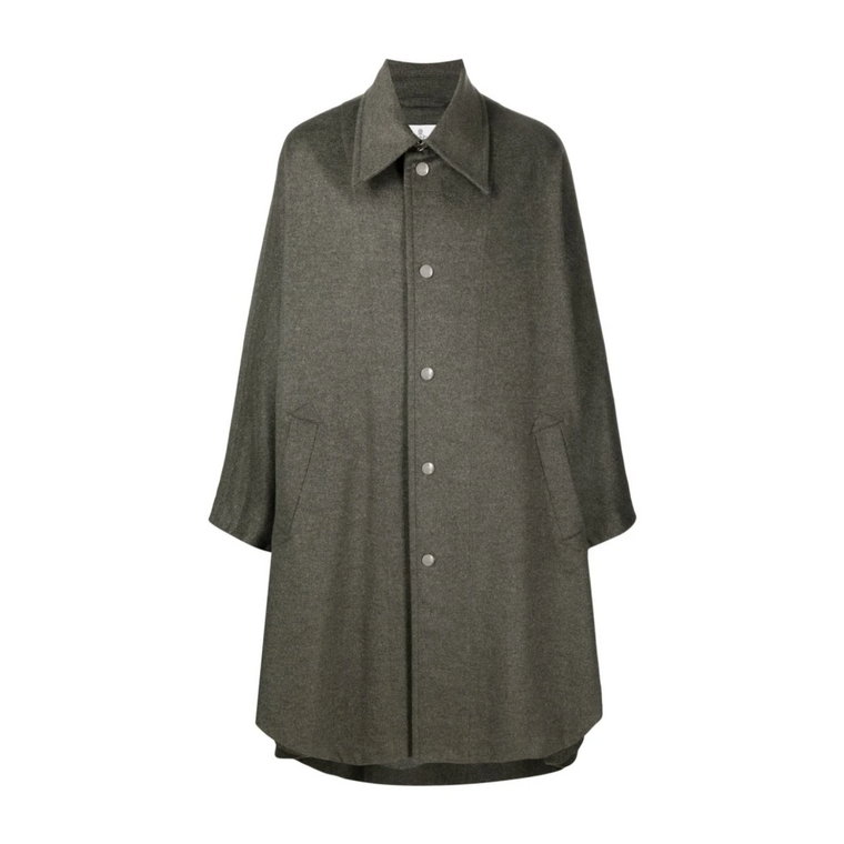 Khaki Płaszcz z Drapowaniem - Kolekcja Świadoma Vivienne Westwood