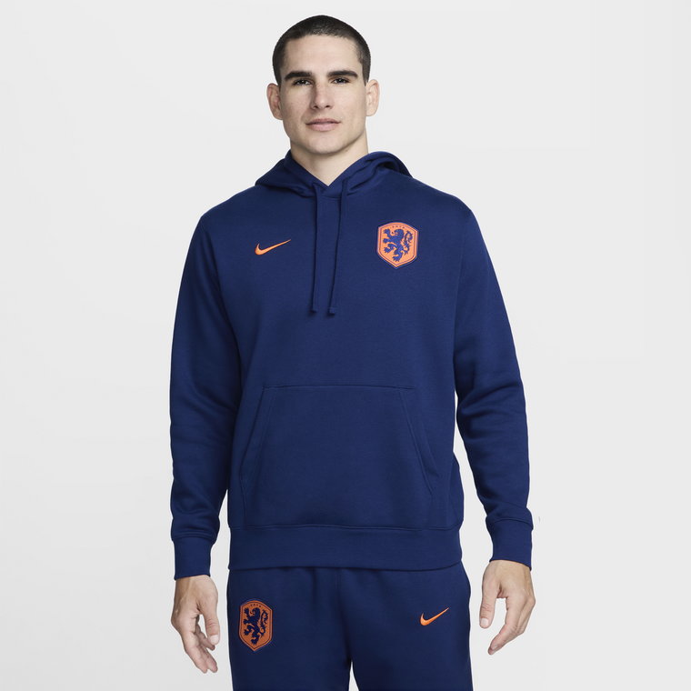 Męska bluza piłkarska z kapturem Nike Holandia Club - Niebieski