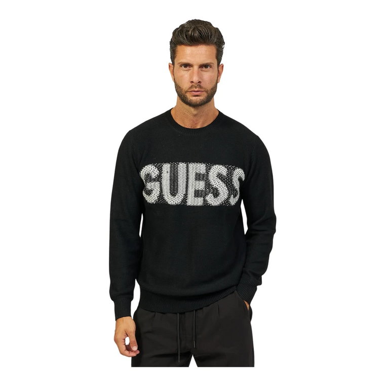 Męski Sweter z Logo w Czarnym Kolorze Guess
