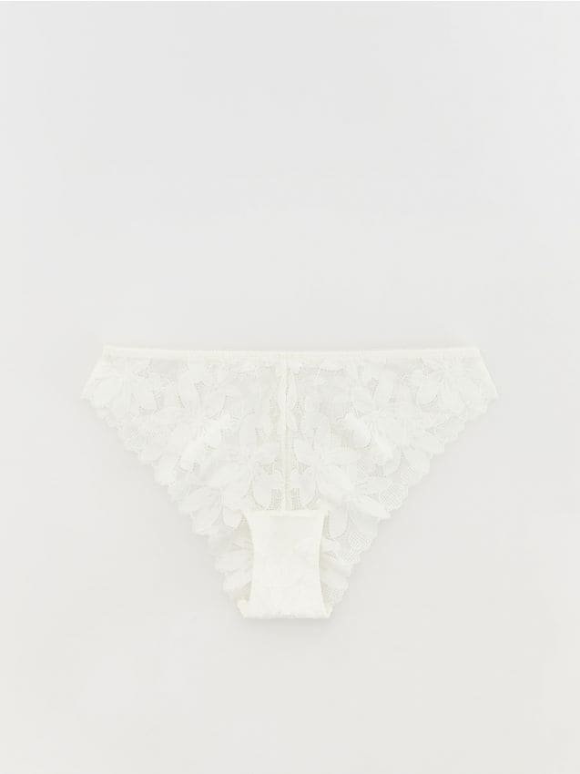 Reserved - Koronkowe majtki bikini - złamana biel
