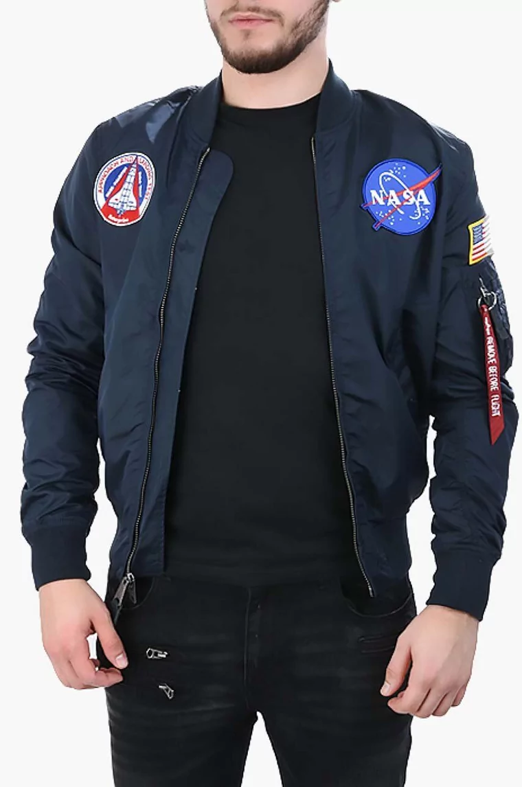 Alpha Industries kurtka bomber dwustronna MA-1 TT NASA Reviersible II męska kolor granatowy przejściowa 186101.07-GRANATOWY