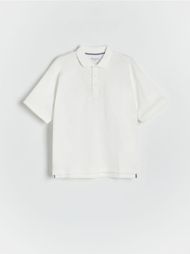 Reserved - T-shirt polo - złamana biel