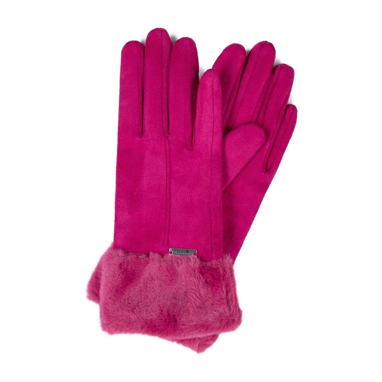 Damskie rękawiczki ze sztucznym futerkiem różowe