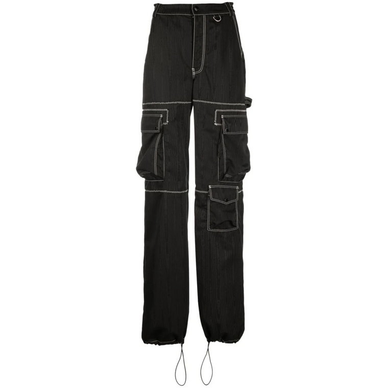 Czarne szerokie spodnie cargo Moire Marine Serre