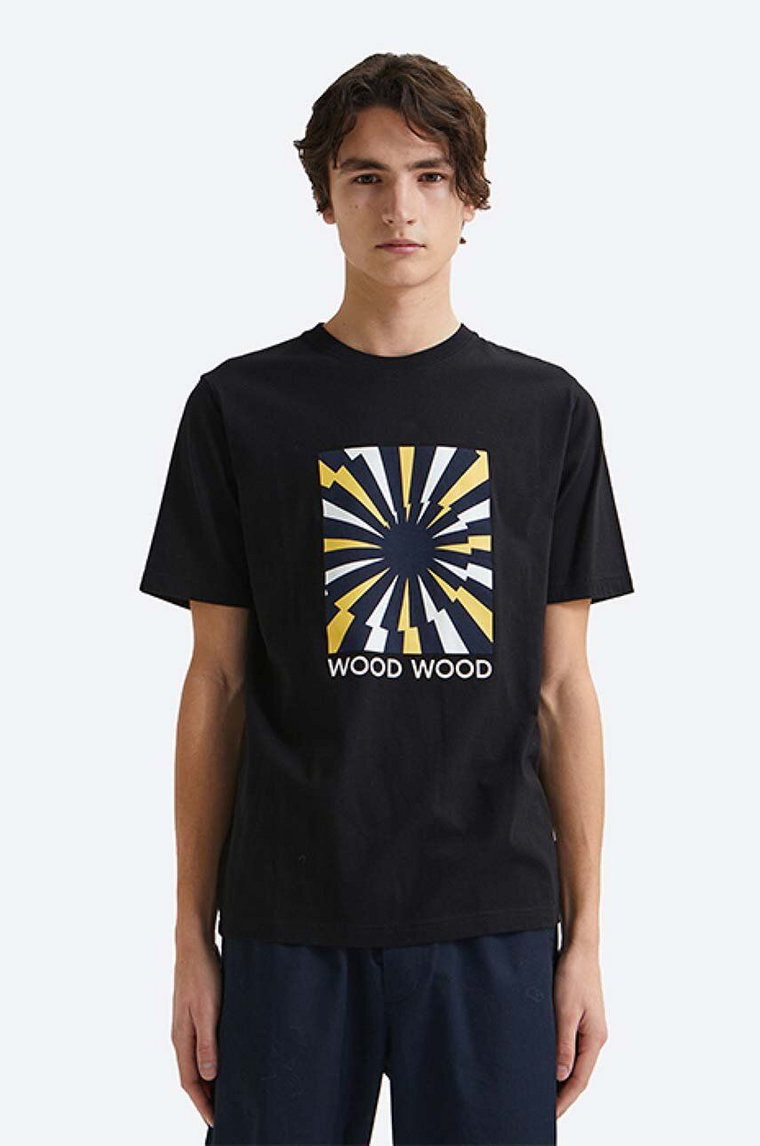 Wood Wood t-shirt bawełniany Sami Lightening T-shirt kolor czarny z nadrukiem 12135713.2491-BLACK
