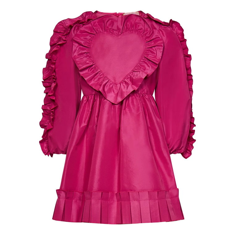 Różowa Sukienka z Plisowanym Dolem i Aplikacją Serca Stella McCartney