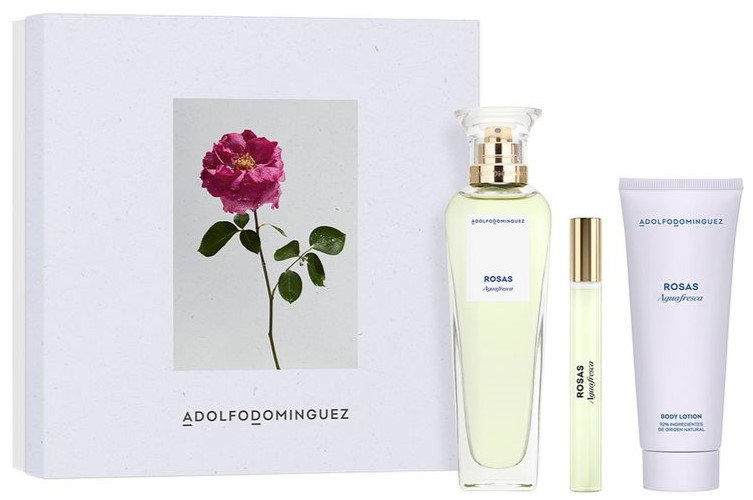 Zestaw damski Adolfo Dominguez Agua Fresca De Rosas Woda perfumowana damska 120 ml + Miniaturka woda perfumowana 10 ml + balsam do ciała 75 ml (8410190635401). Perfumy damskie