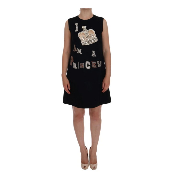 Black I AM A Princess Crystal Shift Dress Dolce & Gabbana