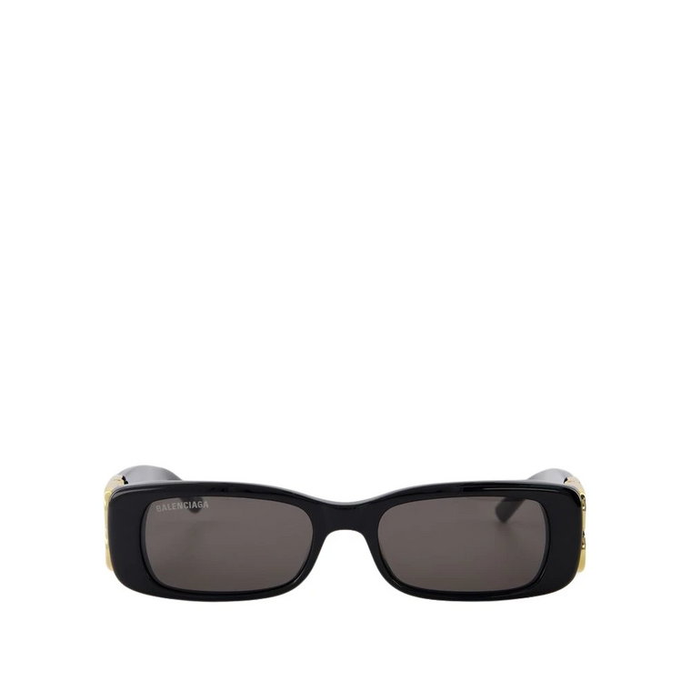 Okulary przeciwsłoneczne prostokątne czarne/złote/szare Balenciaga