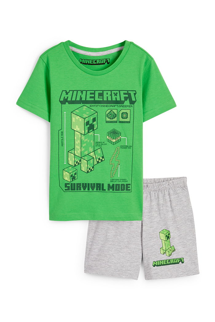C&A Minecraft-letnia piżama-2-części, Zielony, Rozmiar: 128