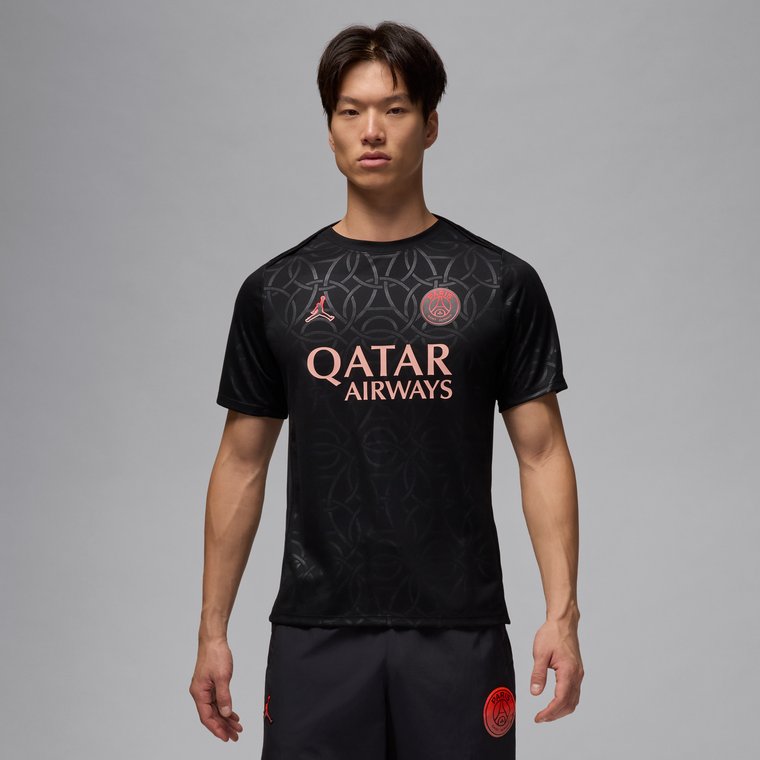 Męska przedmeczowa koszulka piłkarska Jordan Dri-FIT Paris Saint-Germain Academy Pro (wersja trzecia) - Czerń