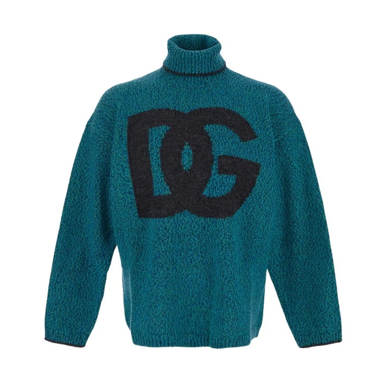 Wielokolorowy Sweter z Golfem z Wełny dla Mężczyzn Dolce & Gabbana