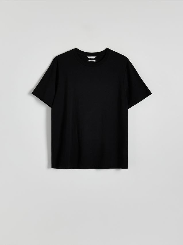 Reserved - T-shirt regular z tkaniny bamusowej - czarny