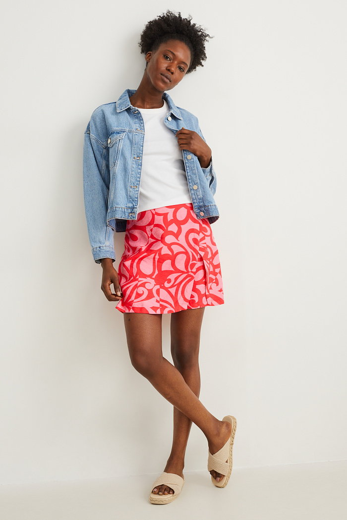 C&A Spódnico-spodnie-ze wzorem, Różowy, Rozmiar: 44
