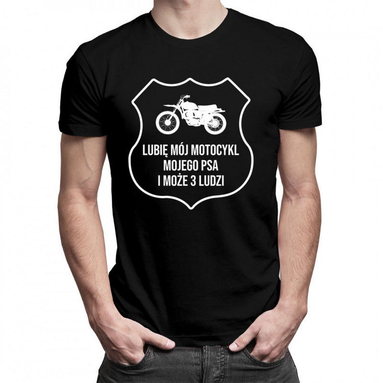 Lubię mój motocykl, mojego psa i może 3 ludzi - męska koszulka z nadrukiem