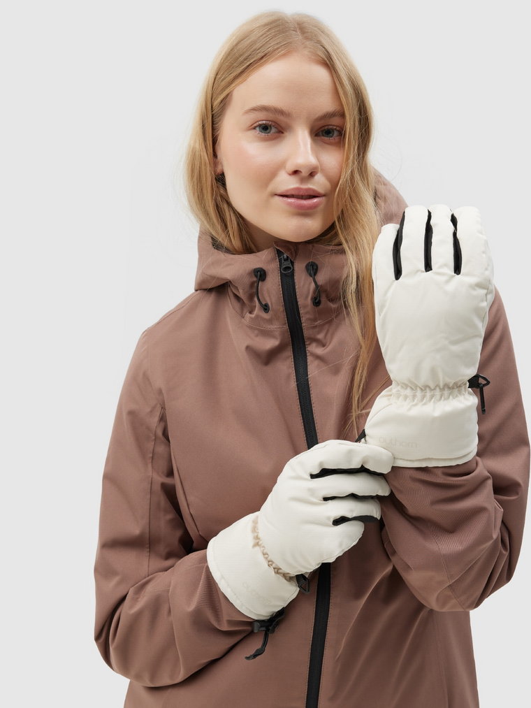 Rękawiczki narciarskie damskie Outhorn - złamana biel