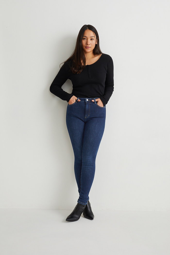 C&A Curvy jeans-wysoki stan-skinny fit-LYCRA, Niebieski, Rozmiar: 34