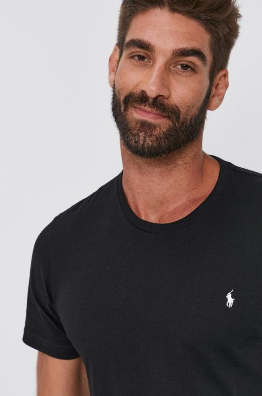 Polo Ralph Lauren T-shirt bawełniany 714844756001 kolor czarny gładki