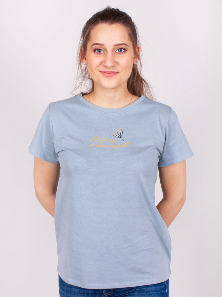 Koszulka damska t-shirt bawełniana Nature niebieska  L