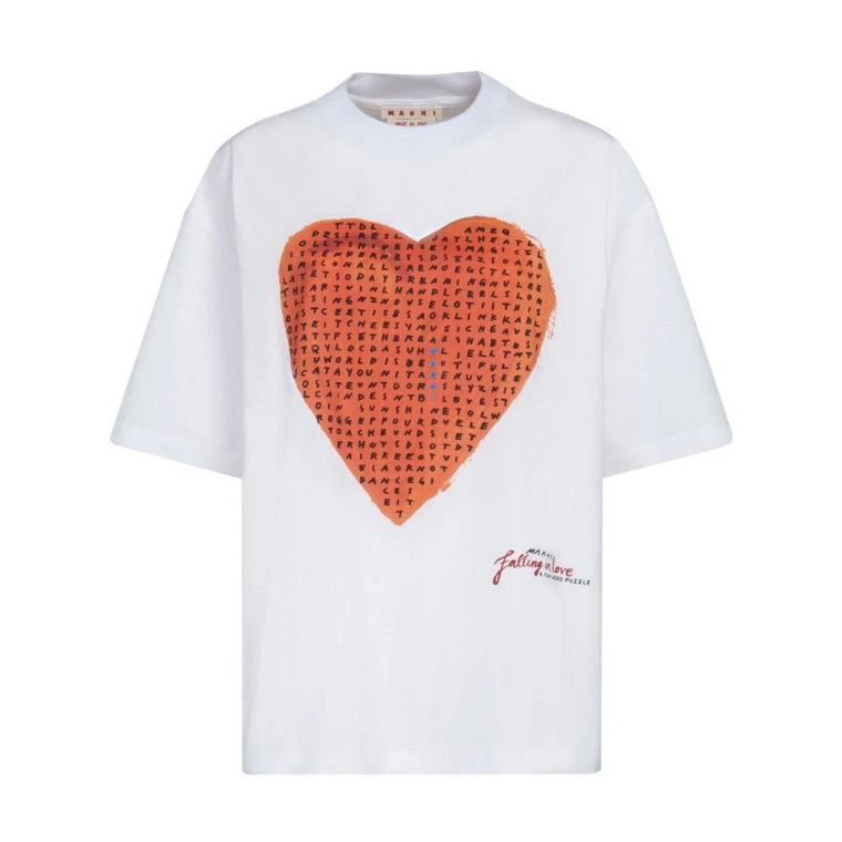 Bawełniana koszulka z nadrukiem serca Marni