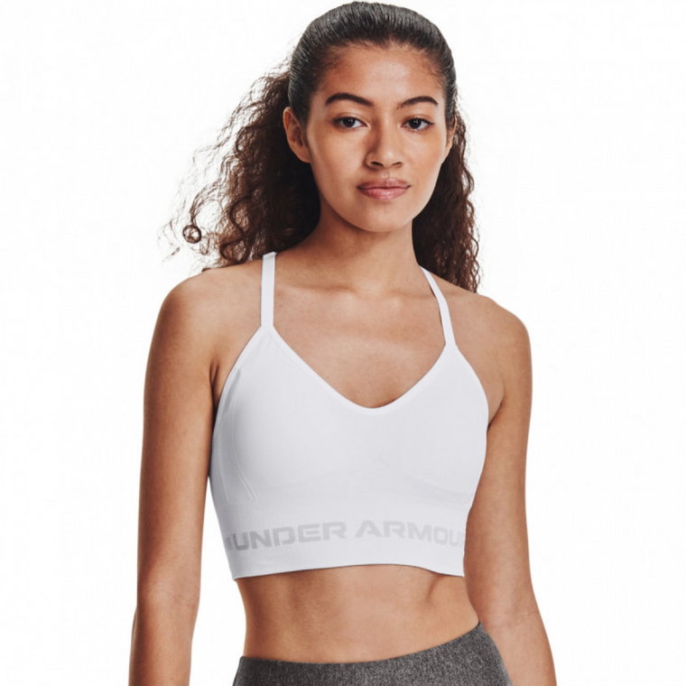 Biustonosz treningowy  UNDER ARMOUR UA Seamless Low Long Bra - biały