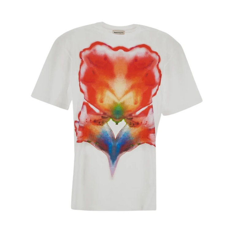 Kolorowy Bawełniany T-Shirt z Nadrukiem Alexander McQueen