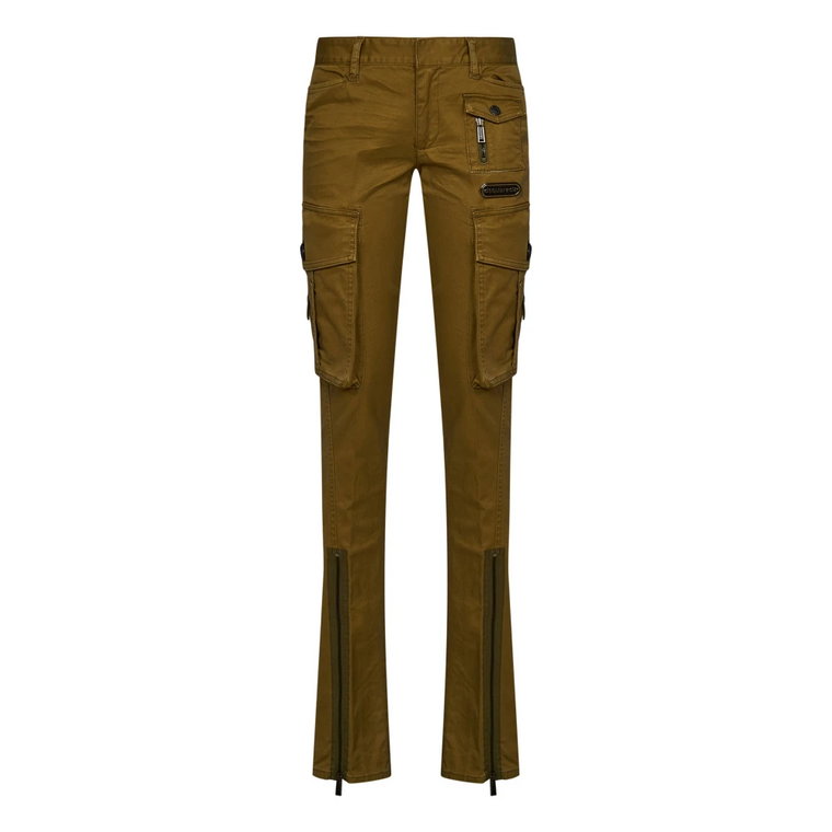 Beżowe Spodnie Slim-Fit z Rozszerzanymi Nogawkami Dsquared2