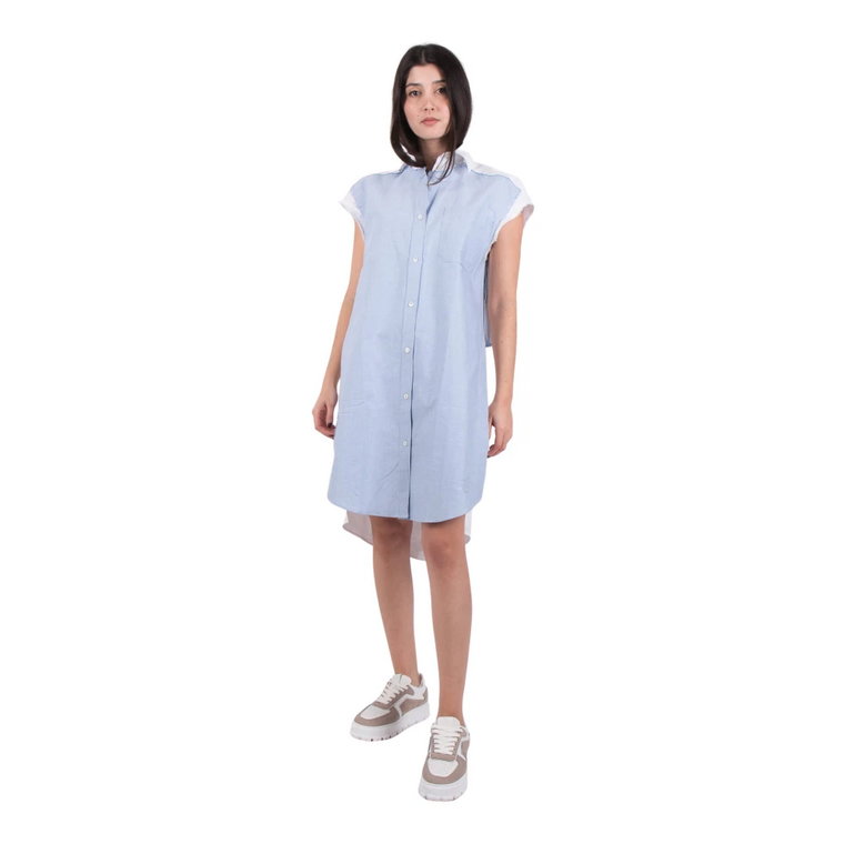 Niebiesko-Biała Sukienka Mini z Podwójną Warstwą Bez Rękawów JW Anderson