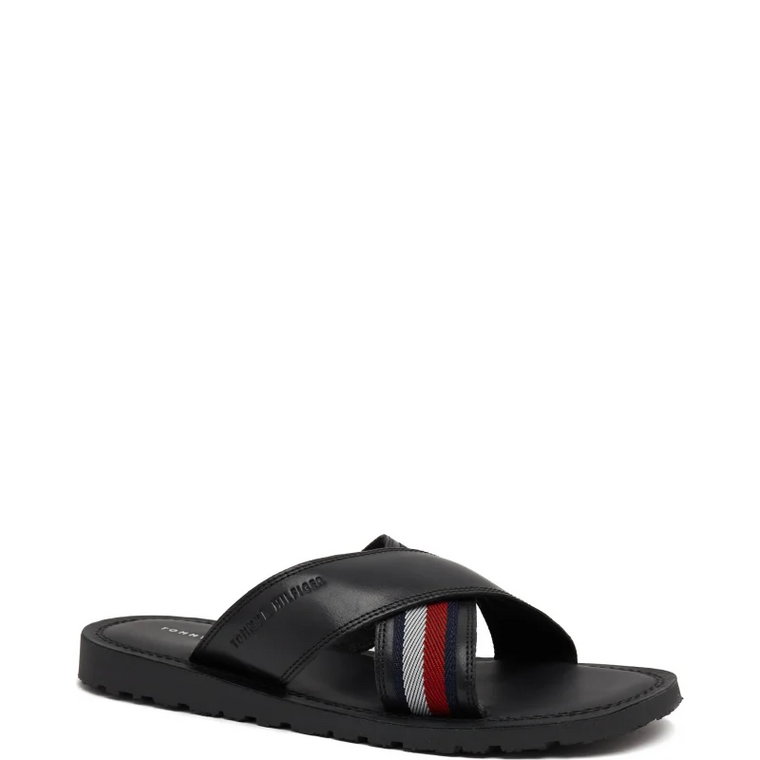 Tommy Hilfiger Skórzane klapki HILFIGER CRISS CROSS SANDAL