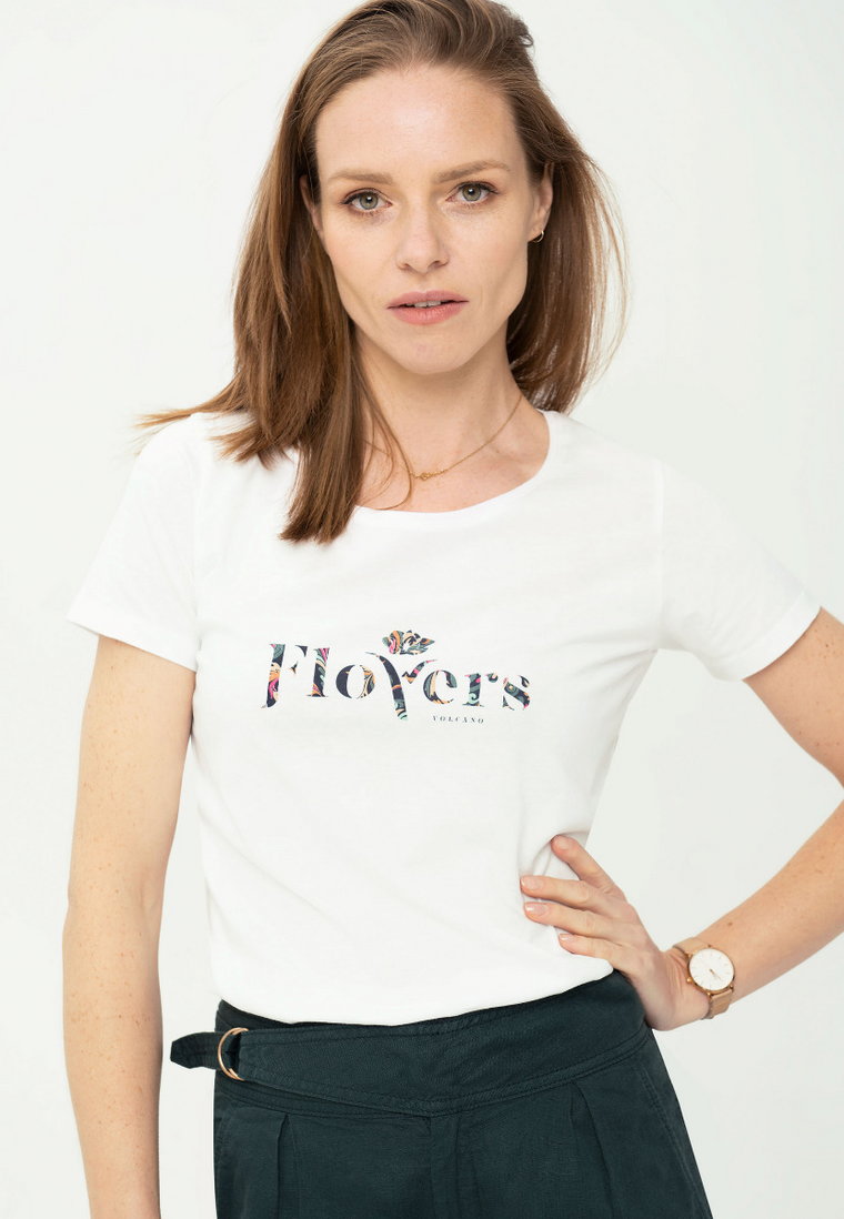 Koszulka damska z napisem i krótkim rękawem T-TESY