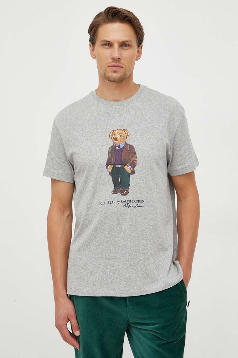 Polo Ralph Lauren t-shirt bawełniany kolor szary z nadrukiem