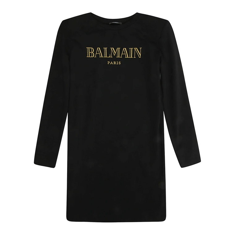 Dziecięca Sukienka z Logo Jersey Balmain