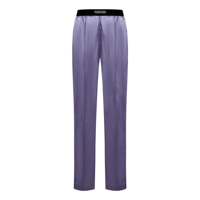 Fioletowe jedwabne satynowe spodnie do spania Tom Ford