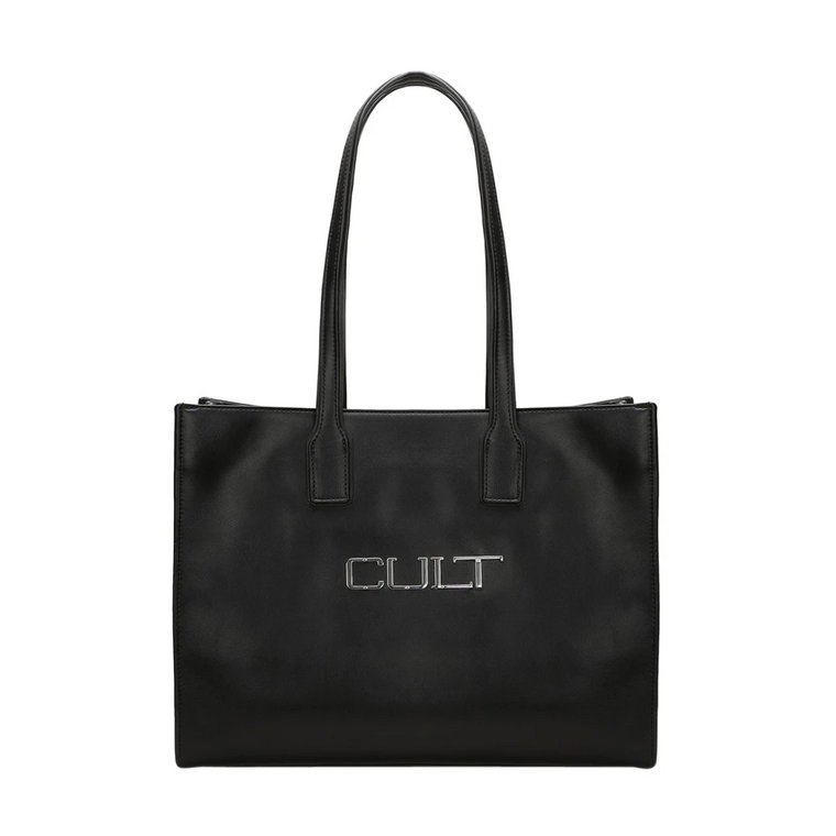 Czarna torba na zakupy z metalowym logo Cult