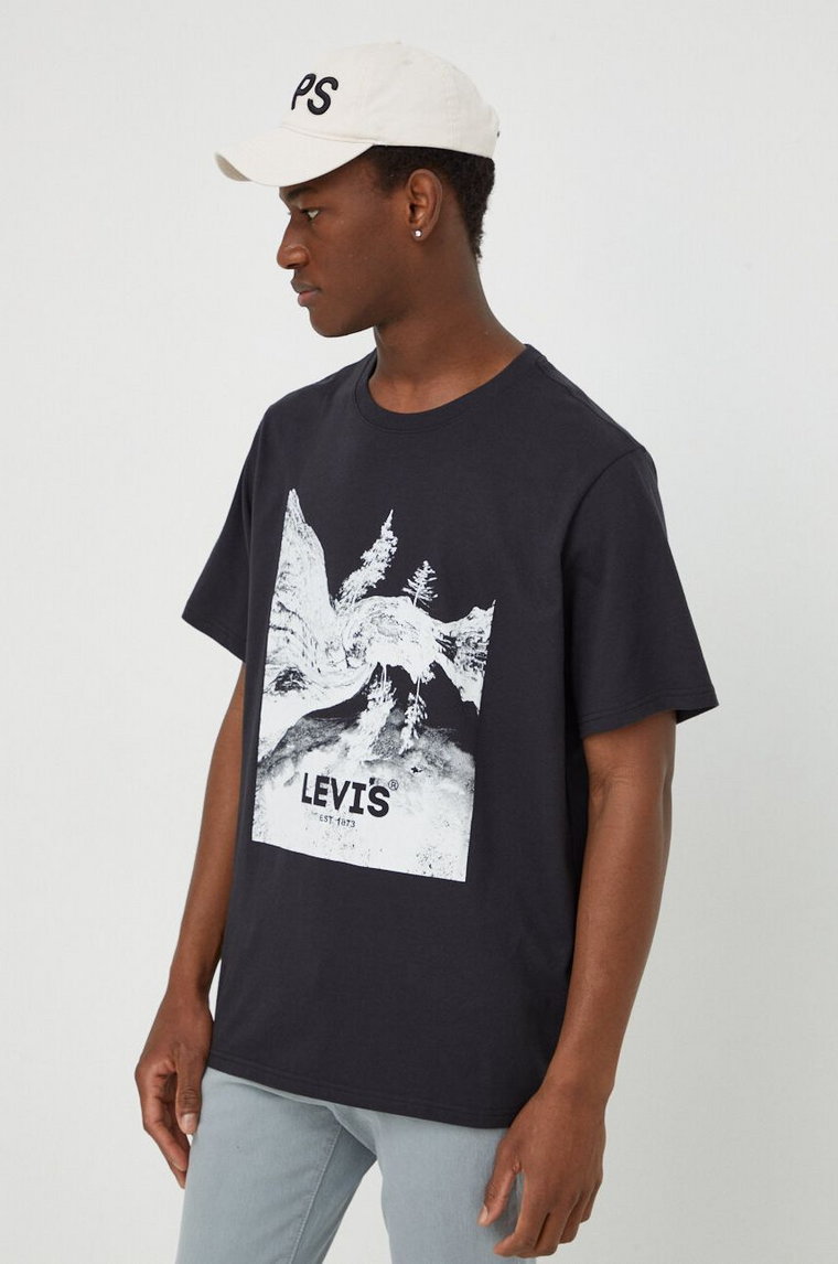 Levi's t-shirt bawełniany męski kolor czarny z nadrukiem