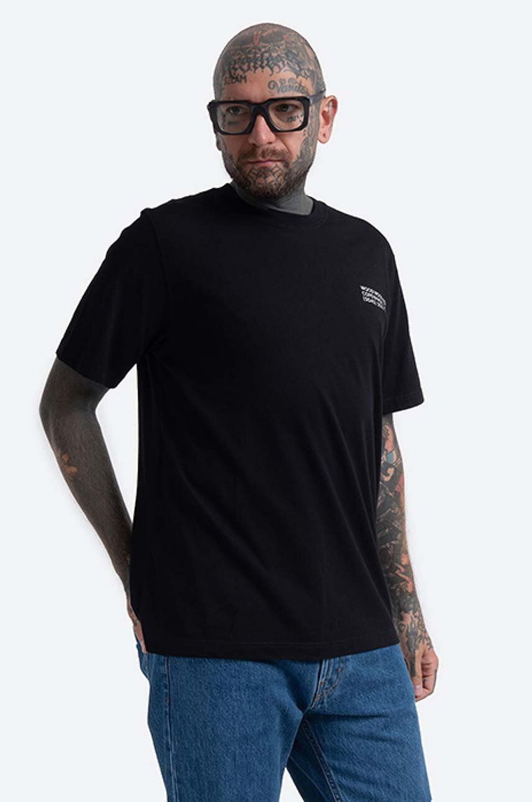 Wood Wood t-shirt bawełniany Sami Info T-shirt kolor czarny z nadrukiem 12135720.2491-WHITE