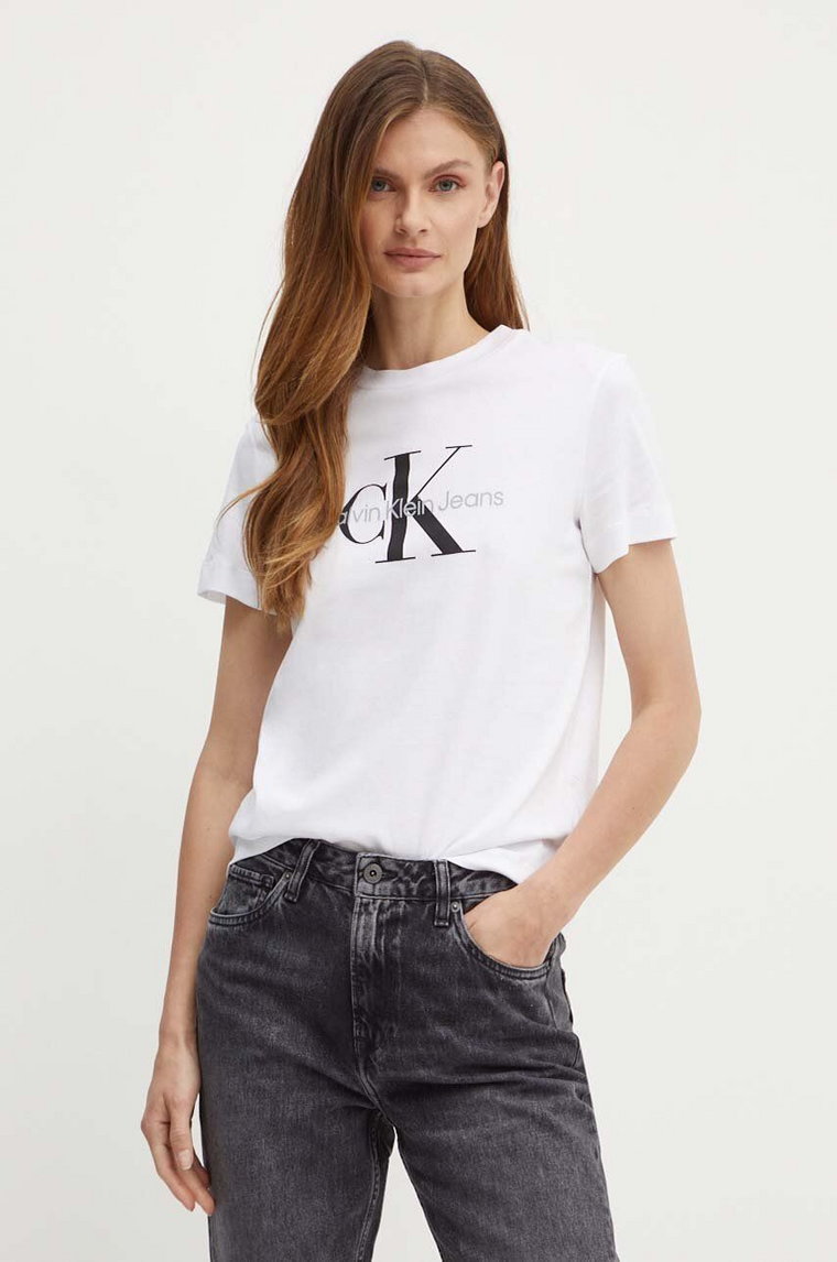 Calvin Klein Jeans t-shirt bawełniany damski kolor biały J20J219142