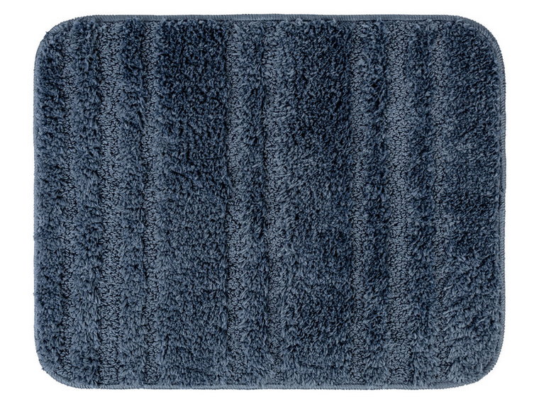 LIVARNO home Komplet dywaników łazienkowych, 3 elementy (Dywan/ bez wycięcia na WC, Niebieski/paski)