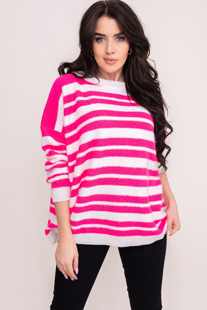 Różowo-biały Sweter KALIMO