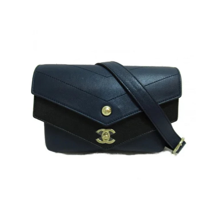 Niebieska skórzana torebka na pasek Chanel Chanel Vintage