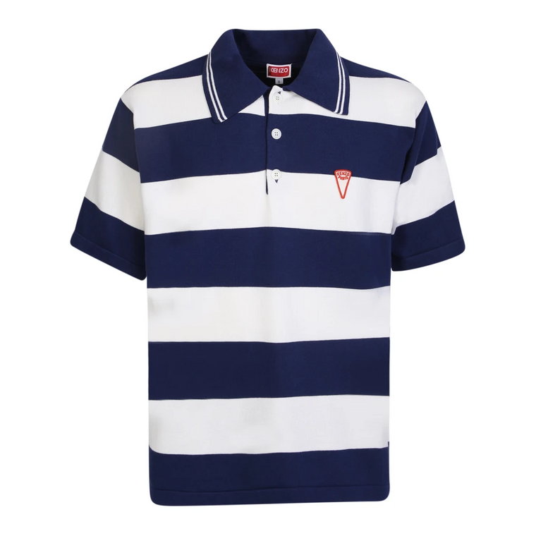 Granatowy Polo Shirt z Paskami dla Mężczyzn Kenzo