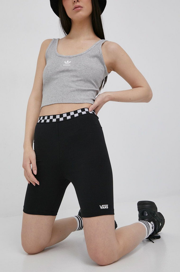 Vans szorty damskie kolor czarny z aplikacją high waist VN0A5LL7BLK1-BLACK