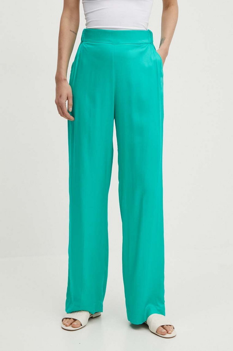 United Colors of Benetton spodnie damskie kolor zielony szerokie high waist 4XBQDF06Z