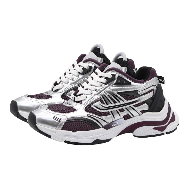 Sportowe Race Sneaker z wzorem Patent Silver/Black/Plum ASH